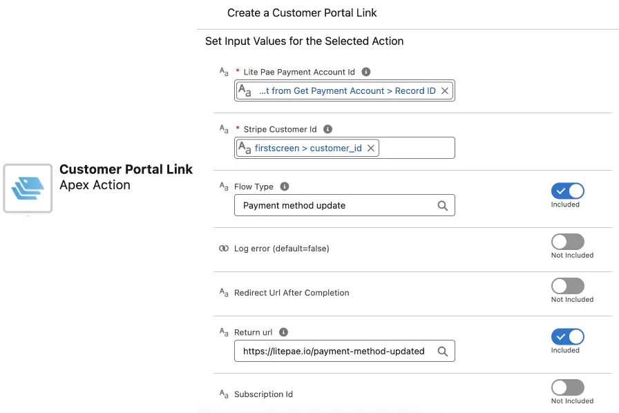 Lite Pae - invocable action create a customer portal link